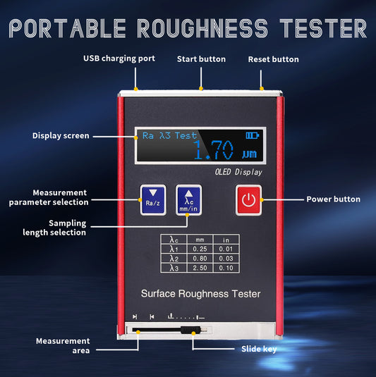 KR110 Portable Surface Roughness Tester with OLED Display & 4 Measurement Parameters